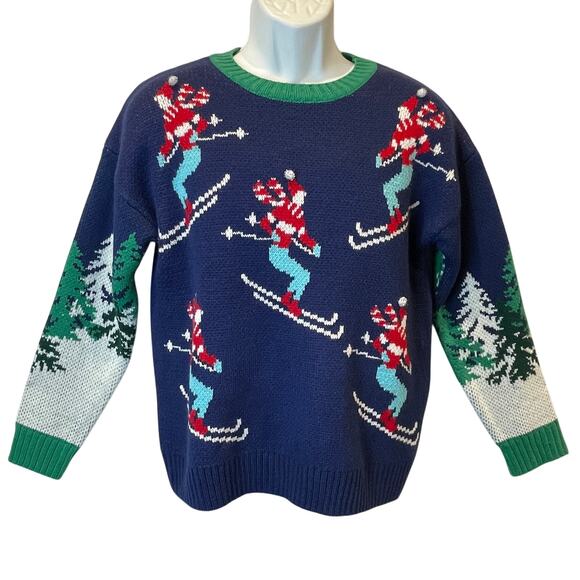 33 Degrees Downhill Skiers Ugly Christmas Sweater Size Small - Picture 1 of 6